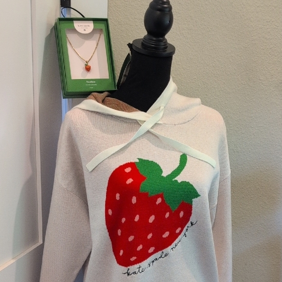Kate Spade Strawberry Hoodie size Large - Picture 1 of 6